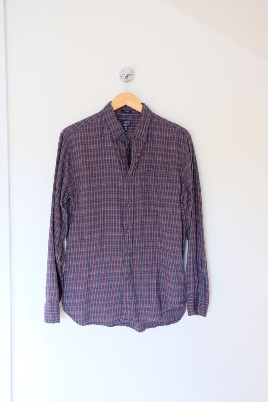 J.Crew Classic Brushed Twill Flannel Shirt Men's M Plaid Button Down